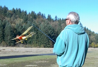 Ed and his electric bi-plane